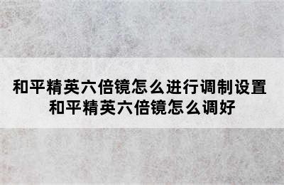 和平精英六倍镜怎么进行调制设置 和平精英六倍镜怎么调好